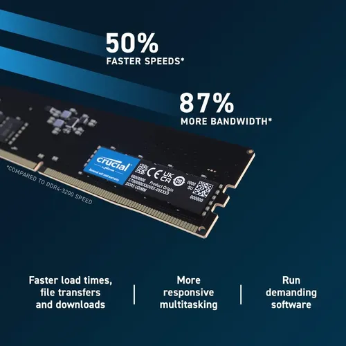 Memoria Ram Crucial, 32 Gb, Ddr5, Udimm De 4800 Mhz, 288 Pin