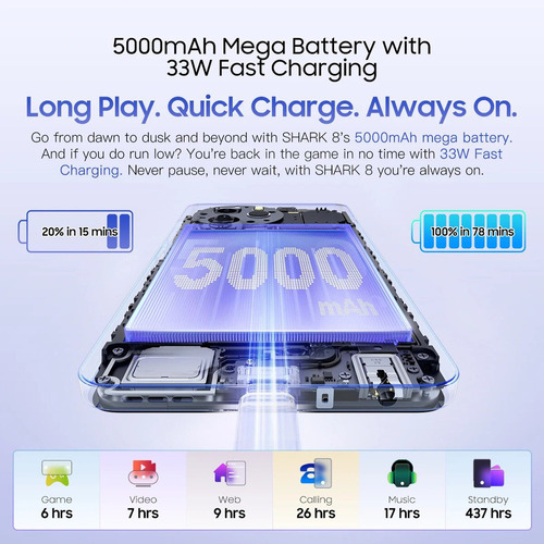 Blackview Celular Blackview Shark 8 Smartphone Android 13 6.78 Pantalla 2.4k, 8+128gb