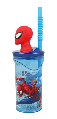 Imagen 3 de 5 de Vaso Spiderman Hombre Araña Figura 3d Sorbete Cresko Marvel