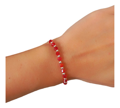 Pulsera Con Cristales De Color Rojo Acero Blanco