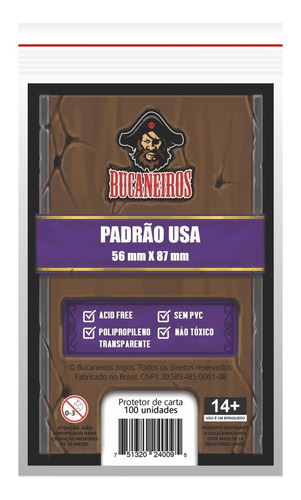 Sleeves / Shields Padrão Usa Bucaneiros 58 X 88mm Munchkin