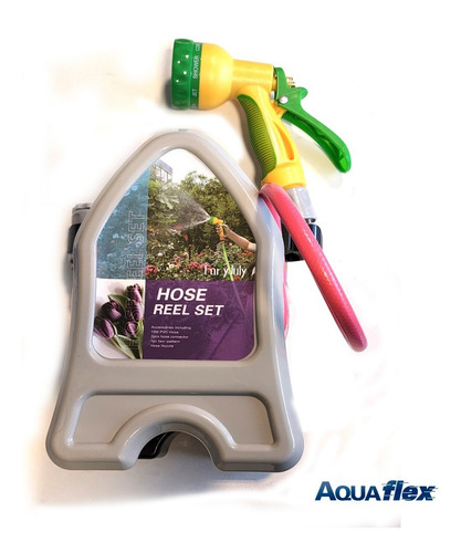 Imagen 2 de 7 de Kit Completo Riego Enrollador Aquaflex + 10mts Lanza Acoples