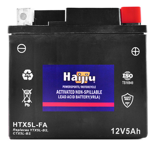 Batería Moto Haijiu Htx5l-fa Agm Gel Libre Mantenimiento