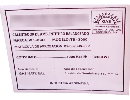 Estufa Tiro Balanceado Vesubio 3000 Kcal/h Beige