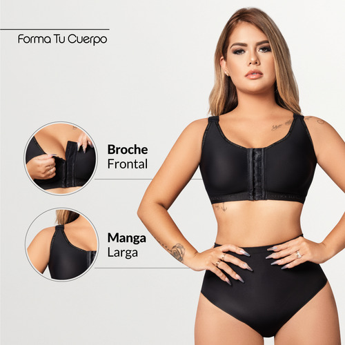 Faja Brasier Post Quirúrgico Con Realce Apoyo Postoperatorio Negro 38