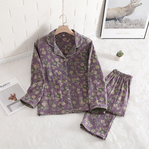 Pijama Mujer Elegante 100% Algodón Con Patrón De Flores