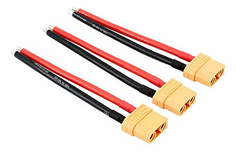 Pack 3pcs Conectores Xt90 Hembra Con Cable 12awg De 10cm