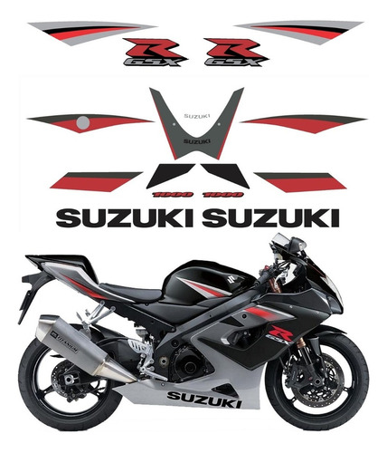 Kit Adesivos Emblemas Suzuki Srad Gsxr 1000 Gsx 1000r 2005 Preta E Cinza Ca-00644