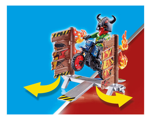Playmobil Stunt Show Motocross Con Pared Ardiente