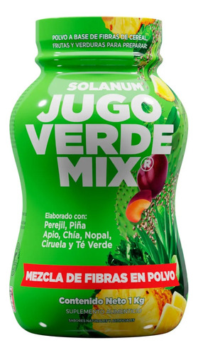 Jugo Verde Mix Fibra Para Mezclar En Polvo 1 Kg Solanum