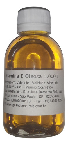 Vitamina E Oleosa 1 Litro -  Para Uso Cosmético