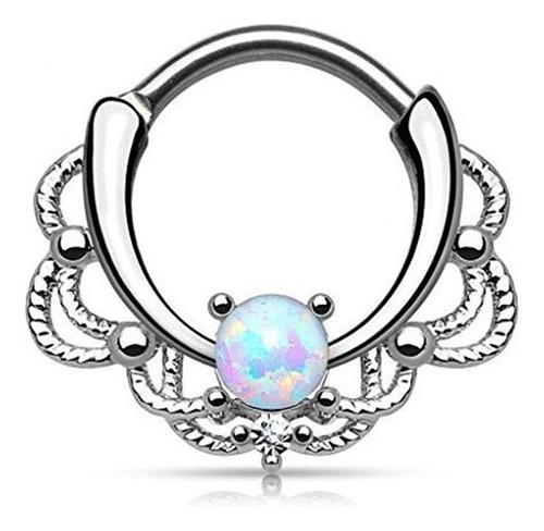 Aros - Lobal Domination 1pc Lacey Single Opal Septum Clicke
