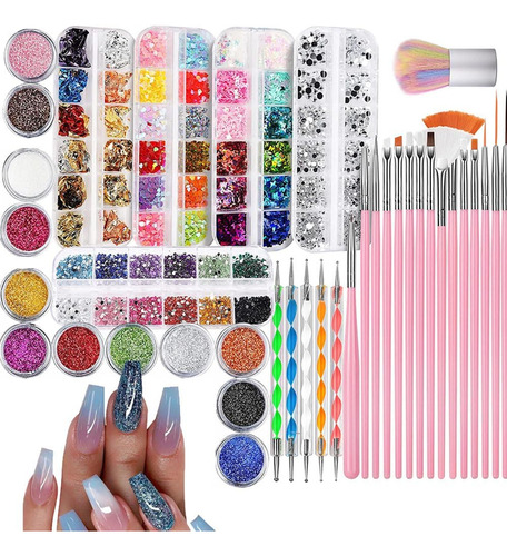 Kit De Herramientas Para Diy Decoración De Uñas - Con Pincel