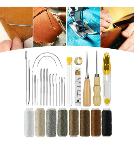 . Kit De Costura De Cuero, Hilo Encerado De 8 Colores Con