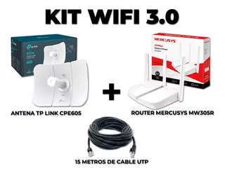 Kit Wifi 3.0 San Luis - Antena + Router + 15mts Cable Utp