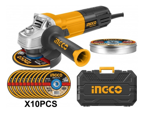 Imagen 4 de 6 de Amoladora Angular Ingco 950w 115mm Industrial Maletín Rígido