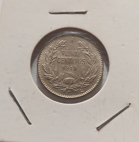 Moneda De Plata 20 Centavos 1919 Chile