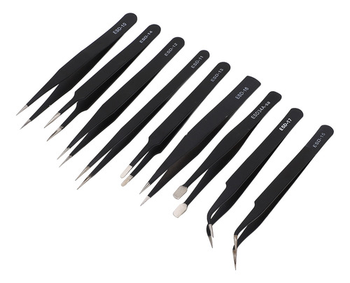 Pinzas Antiestáticas De Acero Inoxidable, 9 Piezas