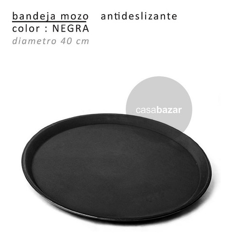 Imagen 2 de 5 de Bandeja De Mozo Antideslizante Reforzado Negro 40 Cm X 1 Un