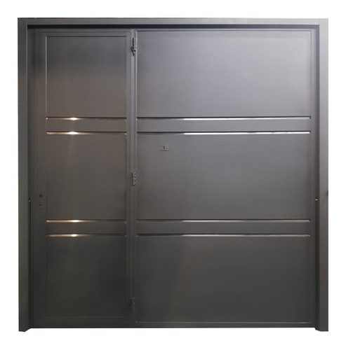 Portón Levadizo Manual C/puerta Y Apliques De Acero 255x205 Gris Oscuro