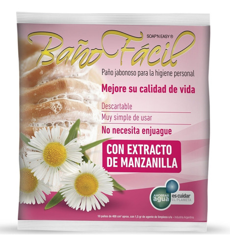 Baño Facil Aloe O Manzanilla 10 Paños - Sin Agua!