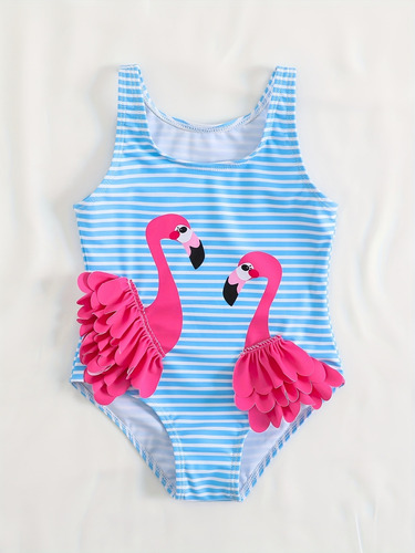 Traje De Baño De Una Pieza Sin Mangas Con Estampado De