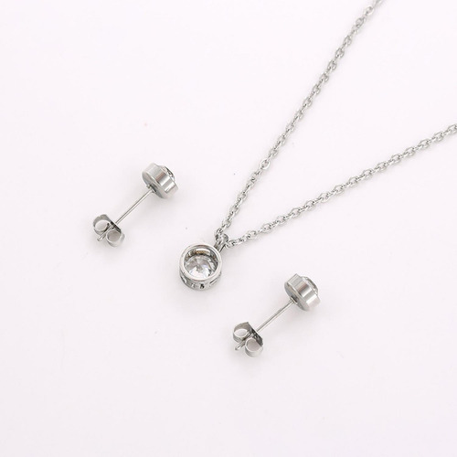 Juego Dije Con Cadena Y Aretes Swarovski Para Dama Oro Lamin