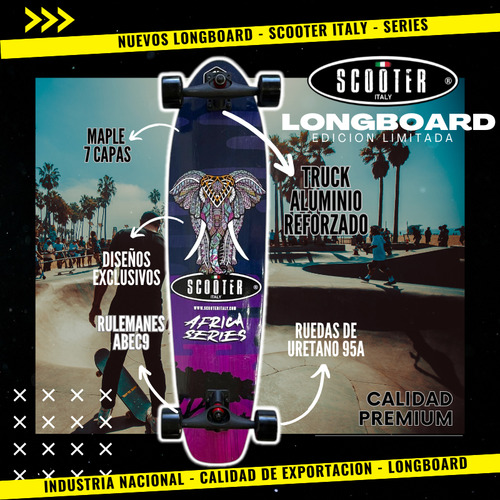 Long Board Skate Scooter Italy Grande Maple Profesional