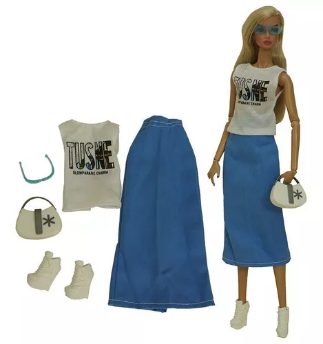 Barbie Roupas e Acessórios Blusa Rosa Saia Tie-Dye - Mattel