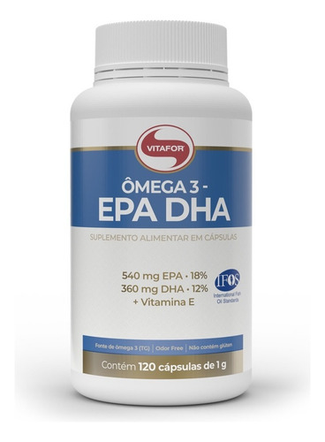 Suplemento en cápsula Vitafor  Ômega 3 Ômega 3-EPA DHA grasas poliinsaturadas en pote de 120g 120 un