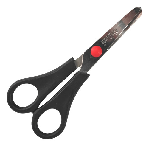 Tijera Escolar Negra Punto Rojo 13cm Punta Roma