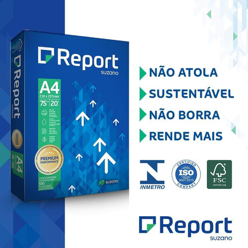 Papel sulfite report premium A4 branco - 500 folhas - kit com 10 resmas