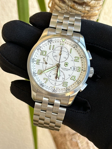 Relógio Victorinox Airboss Cronômetro Automático 2 Pulseiras Prateado Prateado Branco