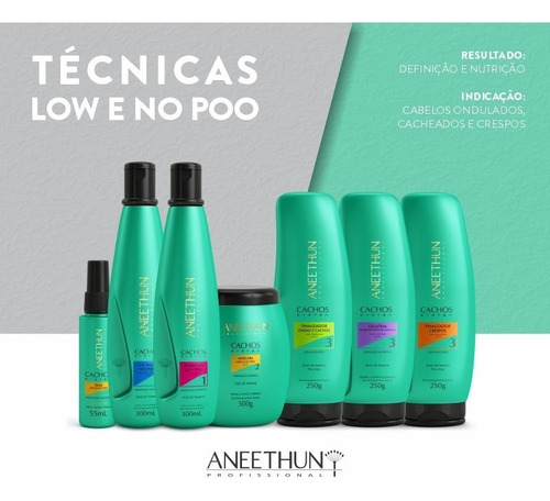 Kit Aneethun Cachos - 2 Shampoo Low Poo + 2 Máscara Cachos