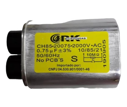 Capacitor Para Microondas 0.75uf 2000v - Pino Fino