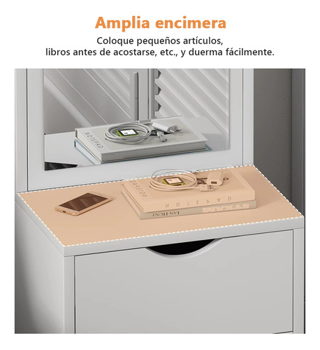 Buros Espejo De Madera Sencillos Recamaras Con 2 Cajones Blanco
