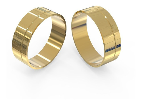 Alianças Par Aliança 6mm Friso Ouro 18k Amarelo Mc2(6)-1