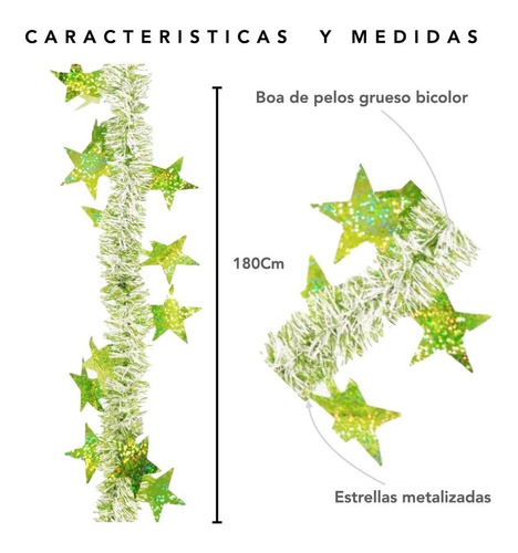 Imagen 2 de 10 de Guirnalda Boa De Navidad 180cm Decoracion Adorno Navideño