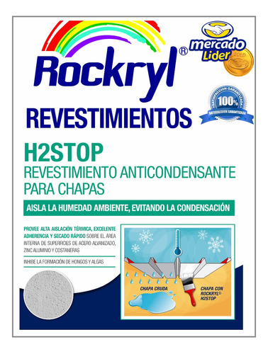 Pintura Ductos Aire Acondicionado Rockryl H2stop 20 Lt