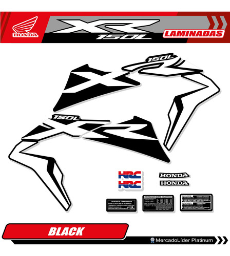 Kit Calcos Gráfica Honda Xr 150 - Black - Laminados!!