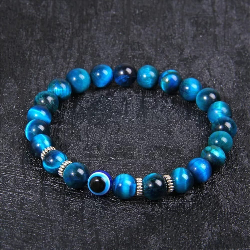 Pulsera Ojo De Tigre Azul Ojo Protector Chakra Garganta