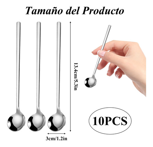 10 Cucharas De Café Expreso En Acero Inoxidable -