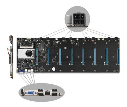 Juego Placa Base Expandible, Mxbmh-001, 1pza, 8 Pcie 16x, Dd Color Negro