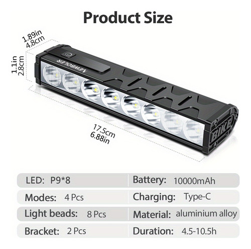Linterna Luces Usb Bicicleta Impermeable De Recargable