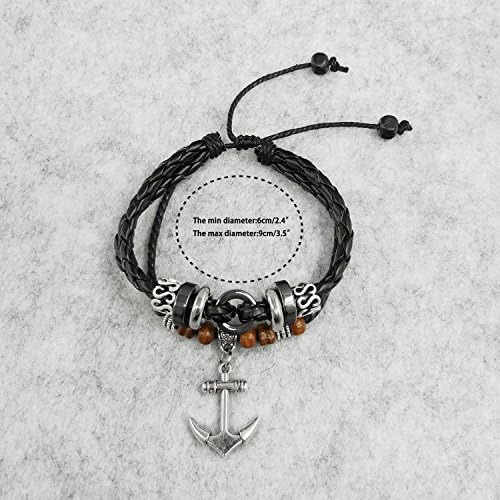Suyi Pulsera Trenzada Tejida De Cuero Ajustable Multicapa Pu