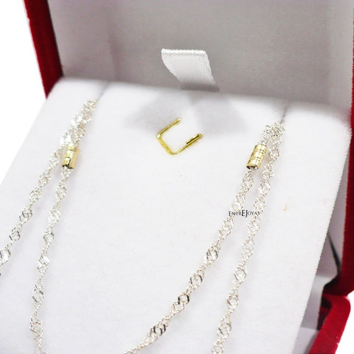 Cadena Plata Mujer 925 Con Apliques En Oro Singapur Color Plateado