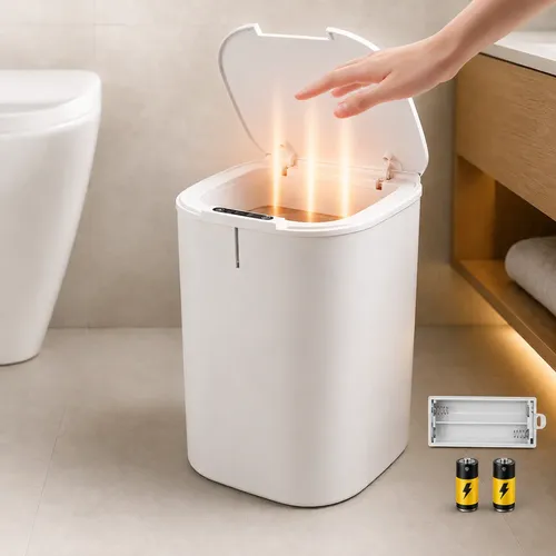 Lixeira Inteligente 16l Sensor Automático Tampa Touch  Casa Cinza