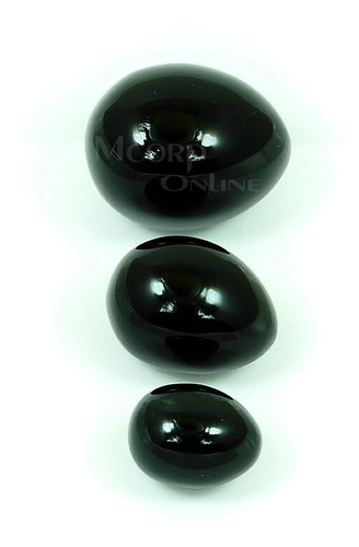 Full Set De 3 Huevos De Obsidiana Negra Natural Trc23