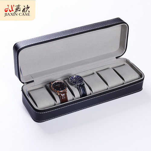 . Caja Para 6 Relojes Pulsera, De Cuero Pu, Con Cierre