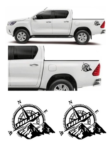 Stickers Toyota Hilux Puntos Cardinales Laterales. 